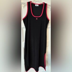 Juicy Couture Black & Pink Terry Cloth Tank Midi Dress Size Large Y2K Sporty